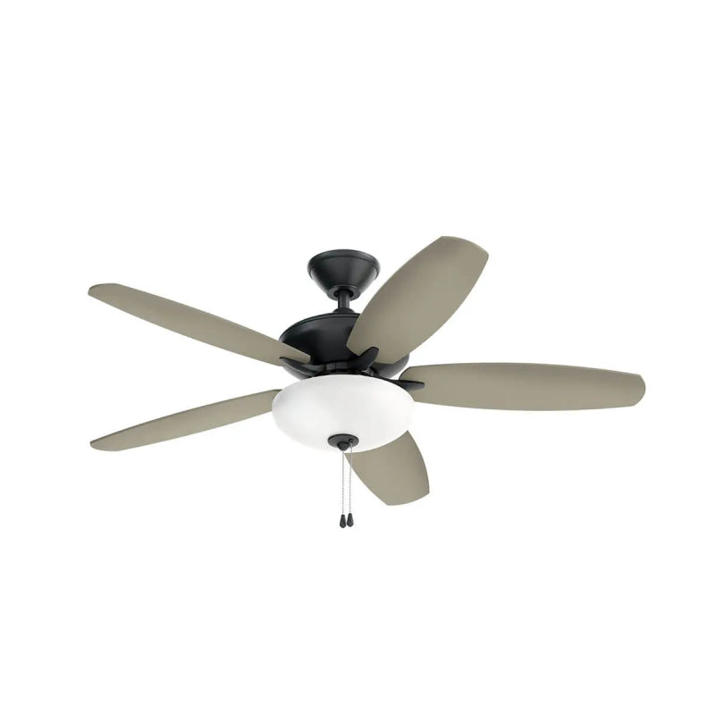 Kichler 330161 Renew 52" Ceiling Fan with LED Light Kit - Satin Black with Satin Black/Silver Blades