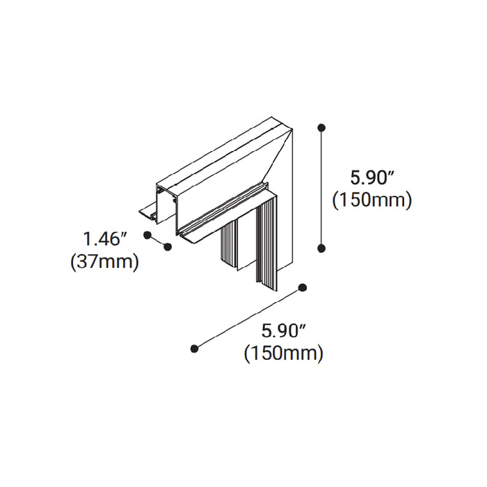 Eurofase 35779 Construct Vertical Corner L-Shaped Connector, Trimless Recessed Mount