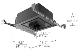 Element E3SWC-LOWD1AI 3" Square New Construction Housing, Wood Ceiling, Low Output 12W, 90CRI Warm Dim, 18 Degrees, Adjustable, IC Airtight, 120-277V, Universal Phase / 0-10V Dimming