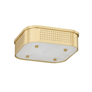 Hudson Valley 4114 Madison Square 1-lt 13" LED Flush Mount - Aged Brass