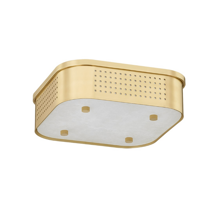 Hudson Valley 4114 Madison Square 1-lt 13" LED Flush Mount - Aged Brass