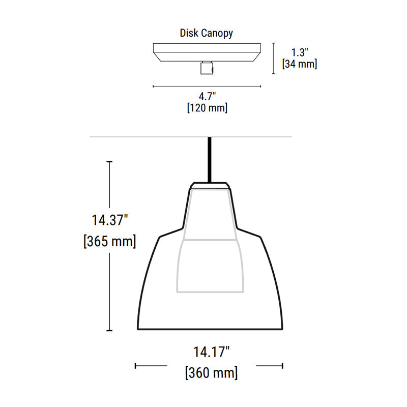 PrentaLux 411 Series 3DP Pendant with Disk Canopy