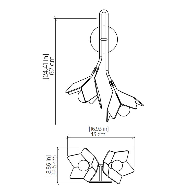 Accord 4135 Sakura 2-lt 24" Tall LED Wall Sconce
