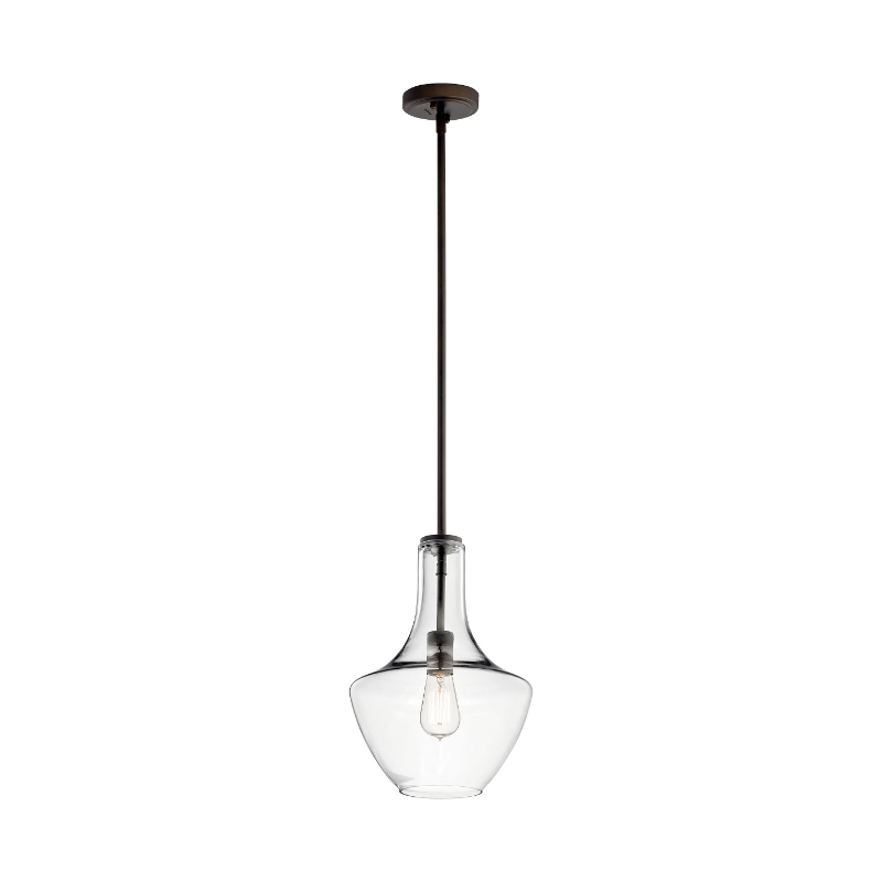 Kichler 42141 Everly 1- lt 11" Bell Pendant - Olde Bronze/Clear