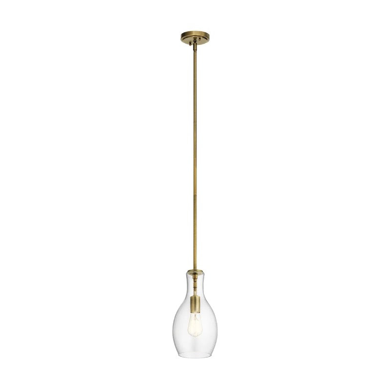 Kichler 42456 Everly 1-lt 7" Pendant-Natural Brass