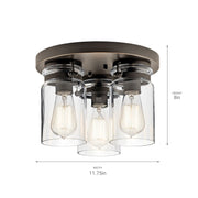Kichler 42891 Brinley 3-lt 12" Flush Mount