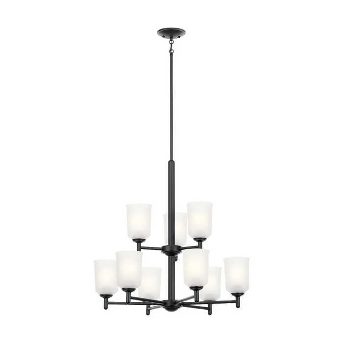 Kichler 43672 Shailene 9-lt 27" Chandelier - Black/Satin Etched