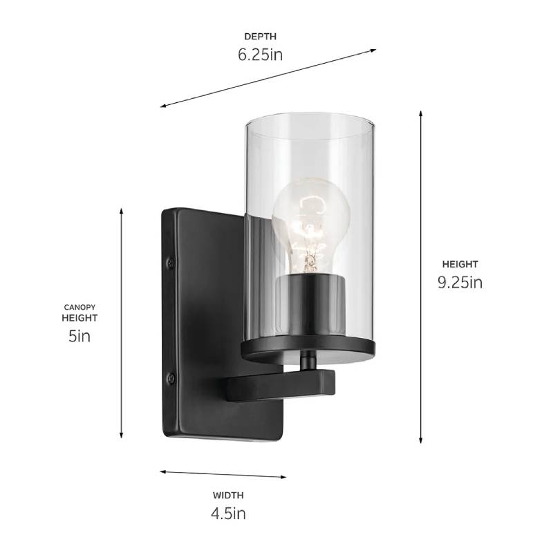 Kichler 45495 Crosby 1-lt 9" Tall Wall Sconce
