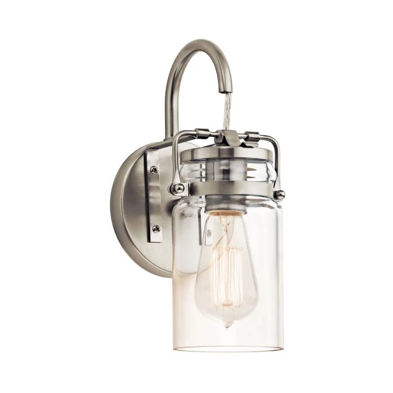 Kichler 45576 Brinley 1-lt 12" Tall Wall Sconce-Brushed Nickel