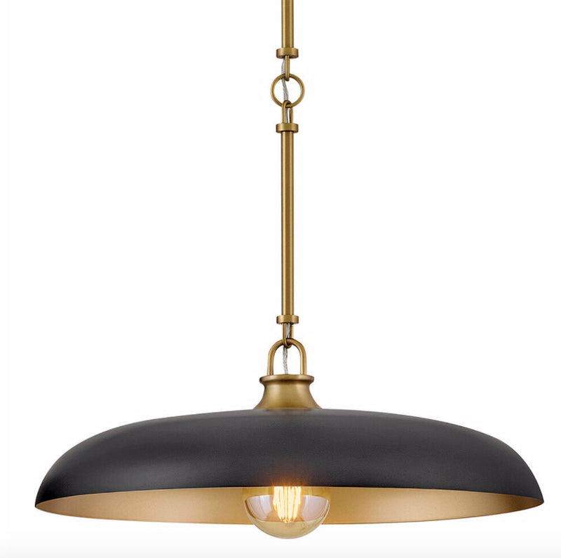 Hinkley 48167 Sadie 1-lt 18" LED Chandelier - Lacquered Brass with Black accents