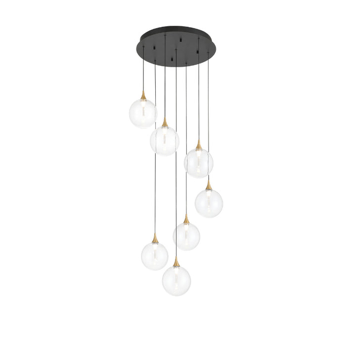 Eurofase 48928 Iissa 7-lt 21" LED Multi Drop Chandelier - Clear Glass