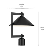 Kichler 49063 Ripley 1-lt 16" Outdoor Post Mount