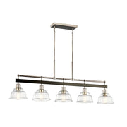 Kichler 52404 Eastmont 5-lt 50" Linear Chandelier-Polished Nickel with Walnut Wood