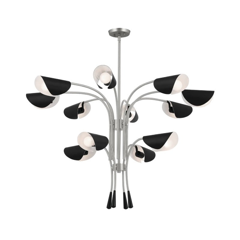 Kichler 52561 Arcus 12-lt 46" Chandelier-Satin Nickel with Black