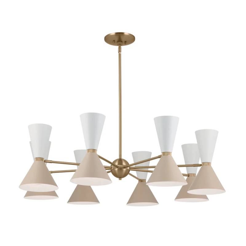 Kichler 52567 Phix 16-lt 49" Chandelier-Champagne Bronze with Greige and White