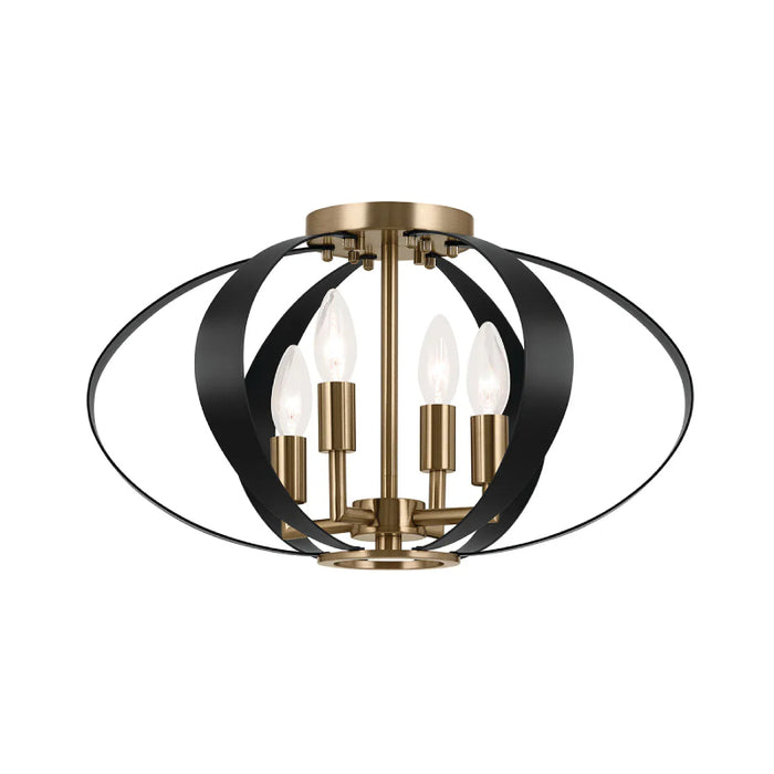Kichler 52588 Cecil 4-lt 18" Flush Mount-Champagne Bronze with Black