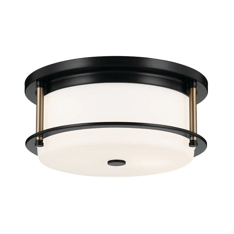 Kichler 52595 Brit 2-lt 12" Flush Mount-Black with Champagne Bronze