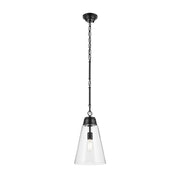 Kichler 52661 Marsailli 1-lt 12" Pendant - Black Clear Glass