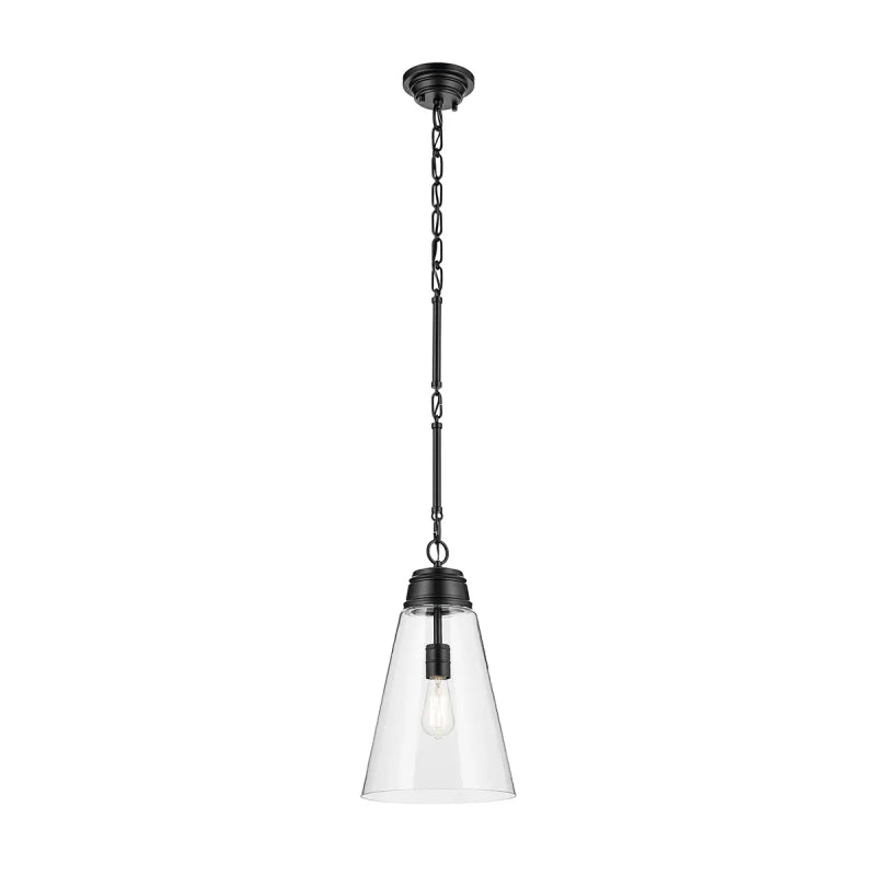 Kichler 52661 Marsailli 1-lt 12" Pendant - Black Clear Glass