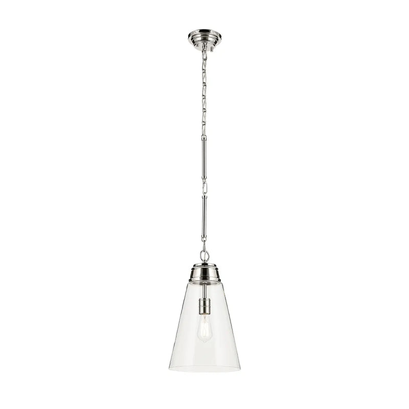Kichler 52661 Marsailli 1-lt 12" Pendant - Polished Nickel Clear Glass