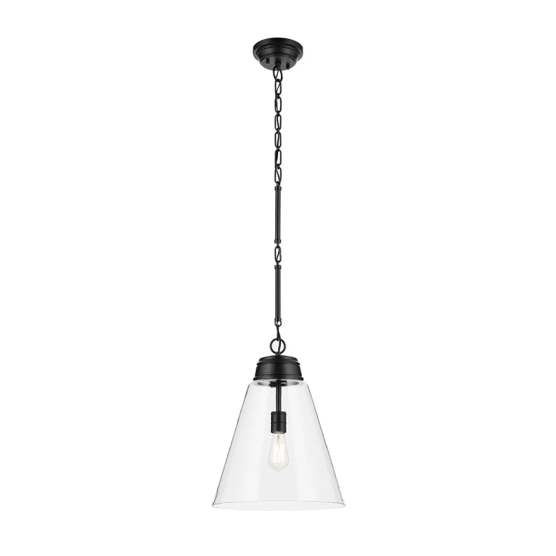 Kichler 52662 Marsailli 1-lt 16" Pendant - Black Clear Glass