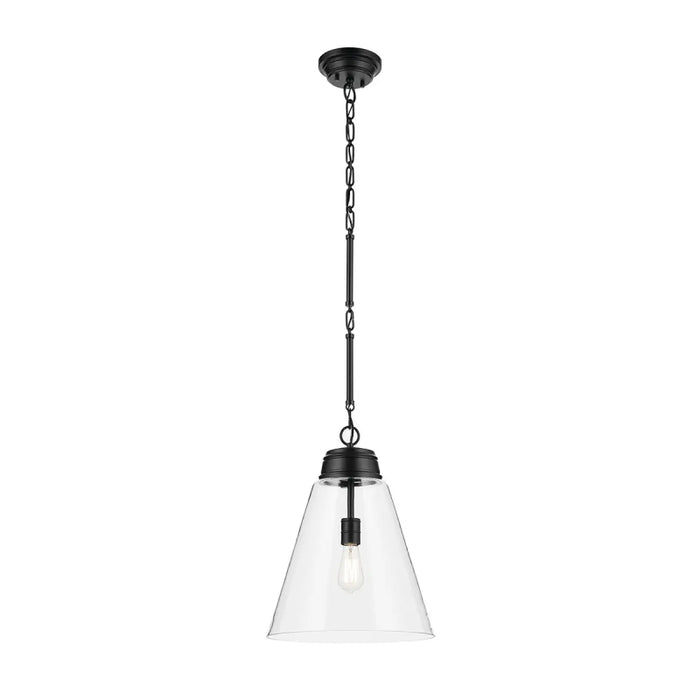 Kichler 52662 Marsailli 1-lt 16" Pendant - Black Clear Glass