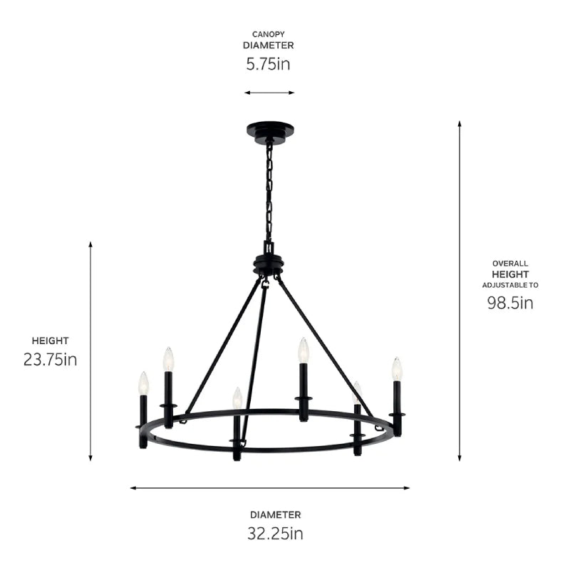 Kichler 52705 Carrick 6-lt 32" Chandelier