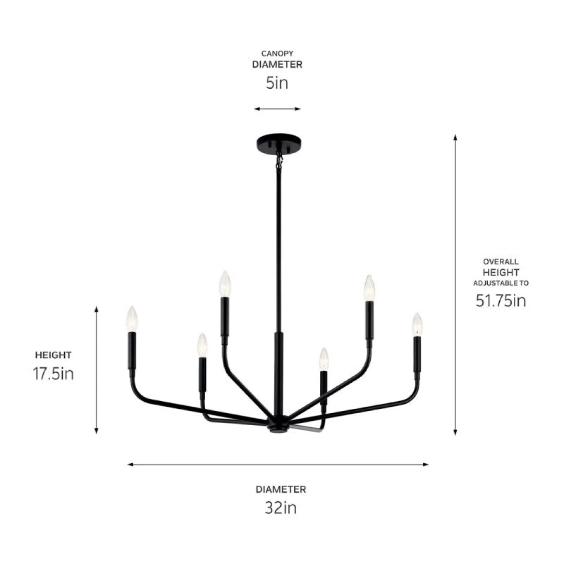 Kichler 52718 Madden 6-lt 32" Chandelier