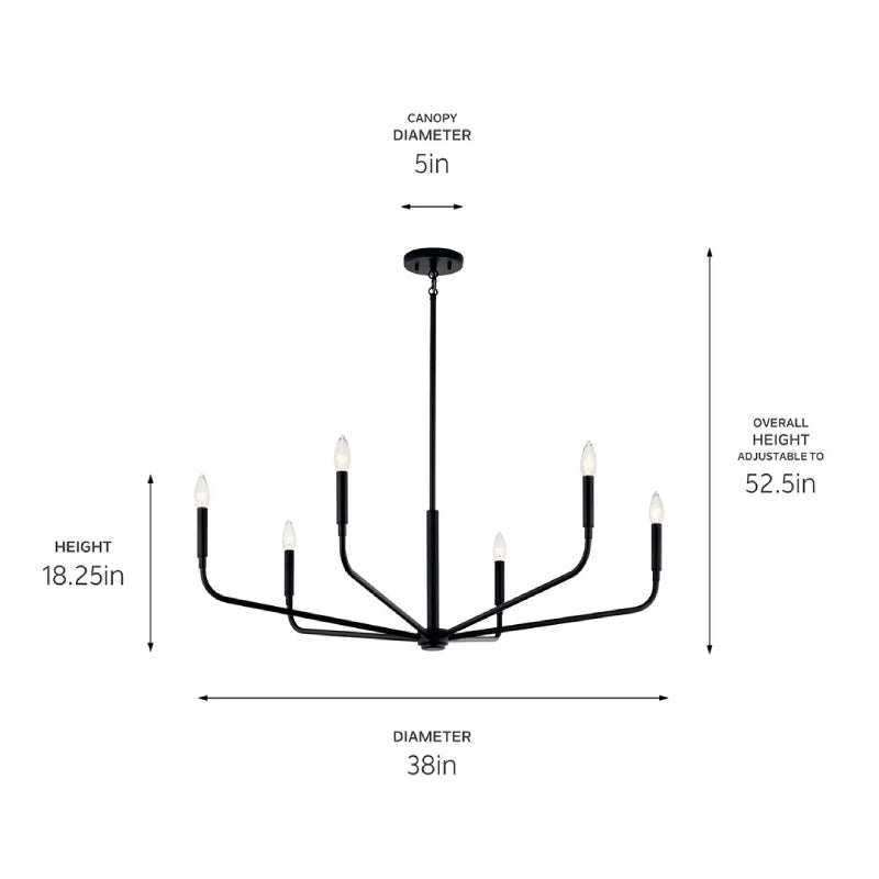 Kichler 52719 Madden 6-lt 38" Chandelier