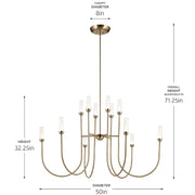 Kichler 52758 Moraine 12-lt 50" LED Chandelier