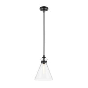 Kichler 52774 Laria 1-lt 11" Pendant - Black Clear Glass