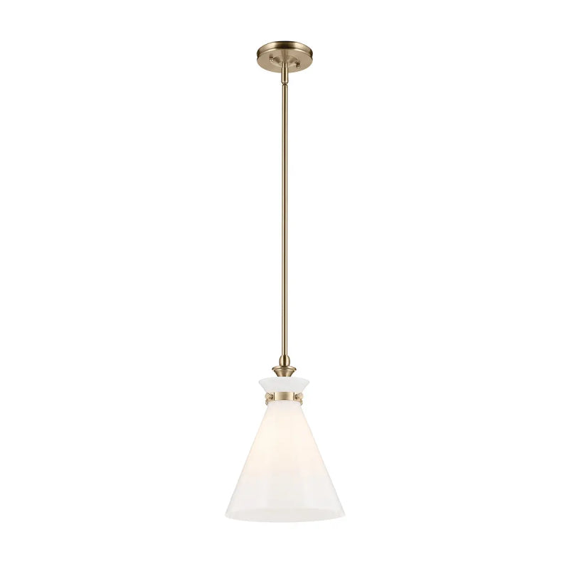 Kichler 52774 Laria 1-lt 11" Pendant - Champagne Bronze White Glass