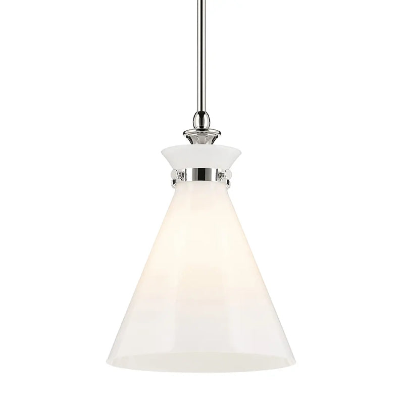 Kichler 52774 Laria 1-lt 11" Pendant - Polished Nickel White Glass