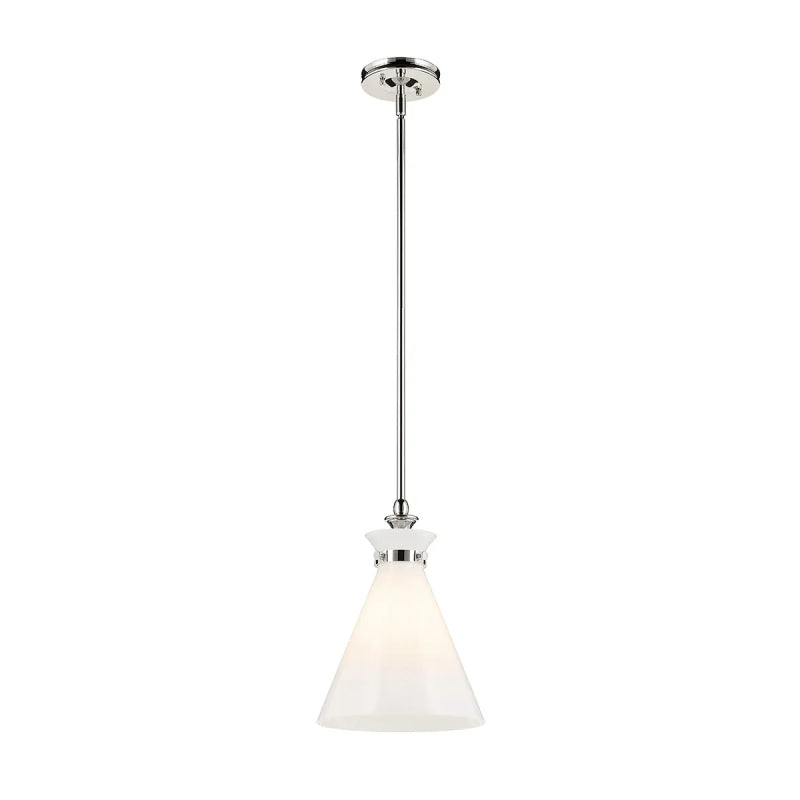 Kichler 52774 Laria 1-lt 11" Pendant - Polished Nickel White Glass