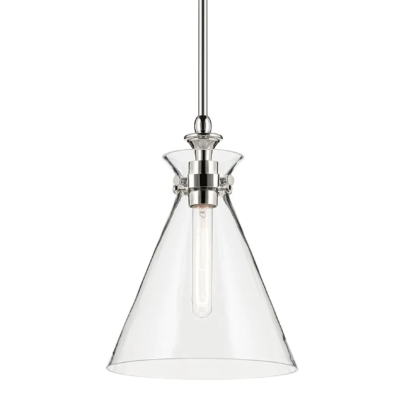 Kichler 52774 Laria 1-lt 11" Pendant - Polished Nickel Clear Glass