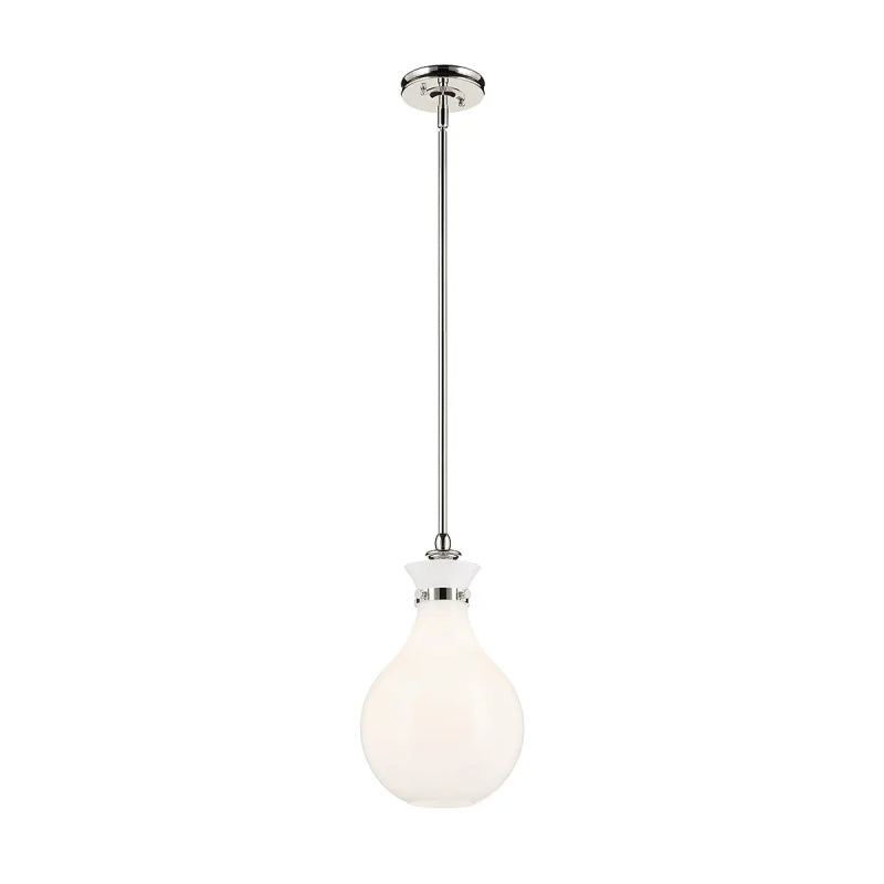 Kichler 52776 Laria 1-lt 10" Pendant - Polished Nickel White Glass