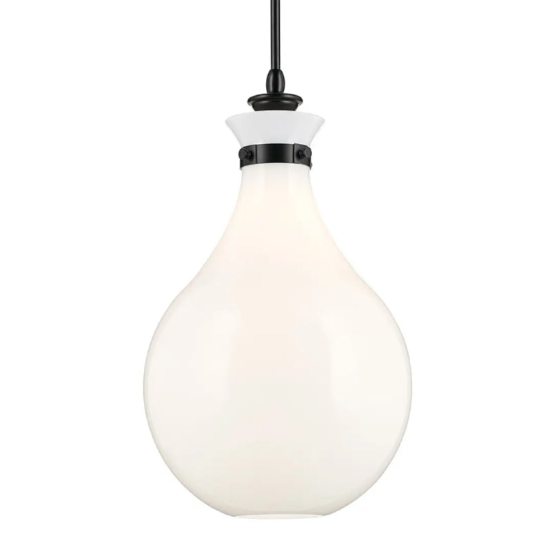 Kichler 52777 Laria 1-lt 14" Pendant - Black White Glass