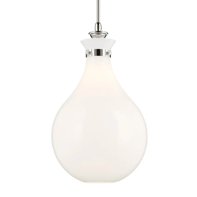Kichler 52777 Laria 1-lt 14" Pendant - Polished Nickel White Glass