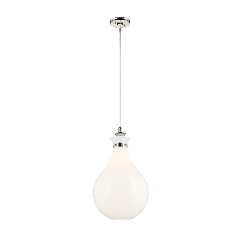 Kichler 52777 Laria 1-lt 14" Pendant - Polished Nickel White Glass