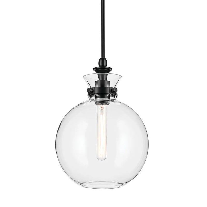 Kichler 52778 Laria 1-lt 10" Pendant - Black Clear Glass
