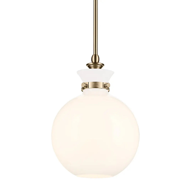 Kichler 52778 Laria 1-lt 10" Pendant - Champagne Bronze White Glass