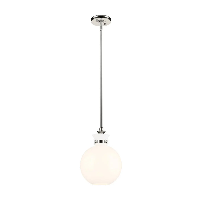 Kichler 52778 Laria 1-lt 10" Pendant - Polished Nickel White Glass