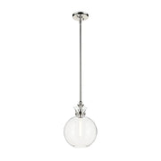 Kichler 52778 Laria 1-lt 10" Pendant - Polished Nickel Clear Glass