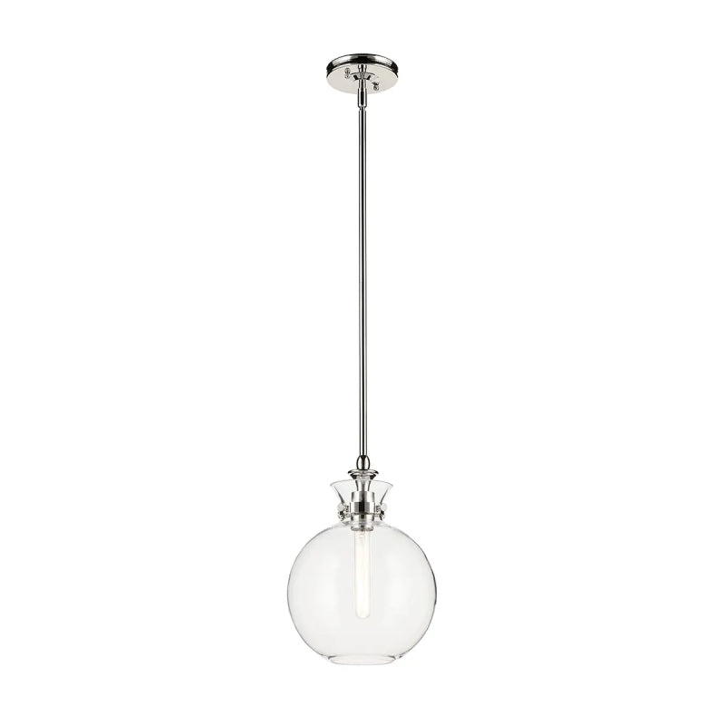 Kichler 52778 Laria 1-lt 10" Pendant - Polished Nickel Clear Glass