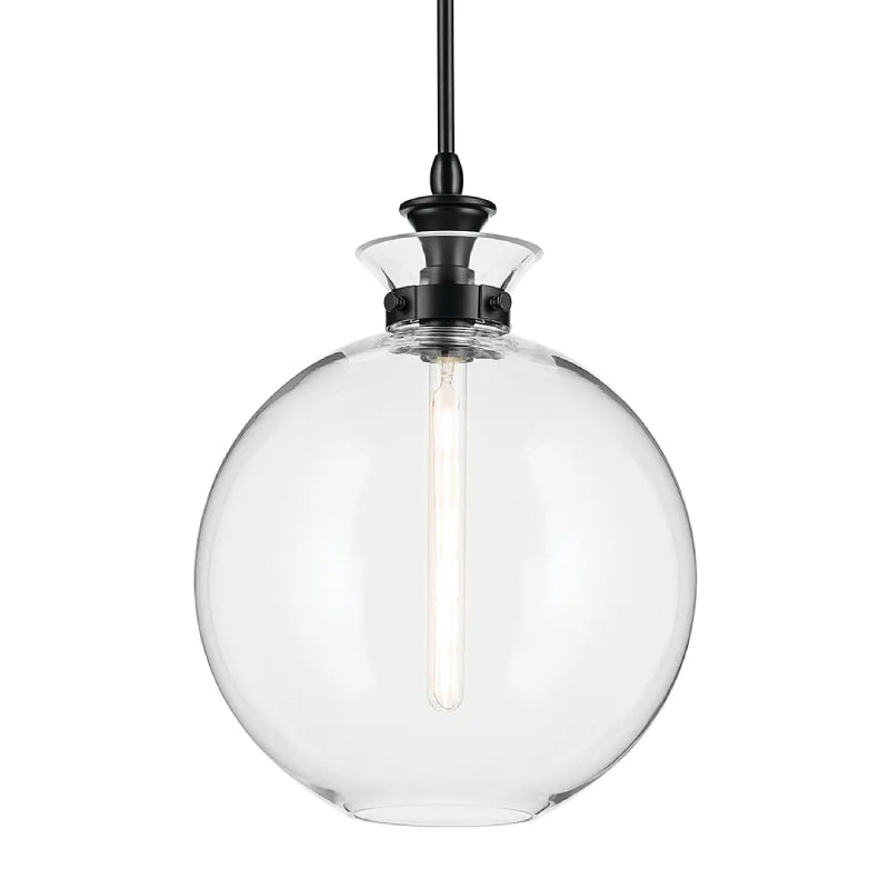 Kichler 52779 Laria 1-lt 15" Pendant - Black Clear Round Glass