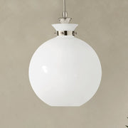 Kichler 52779 Laria 1-lt 15" Pendant - Polished Nickel White Round Glass