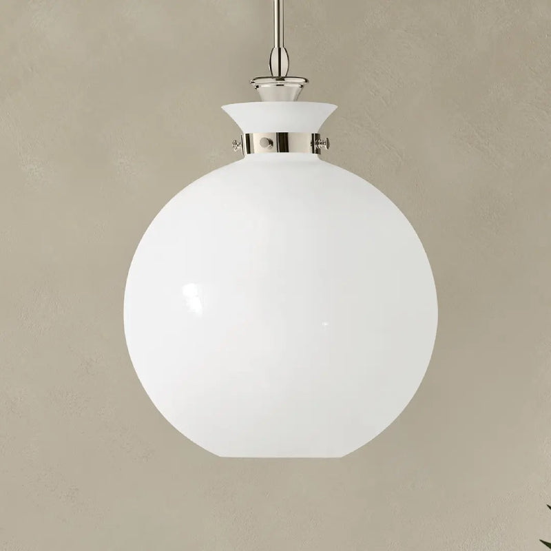 Kichler 52779 Laria 1-lt 15" Pendant - Polished Nickel White Round Glass