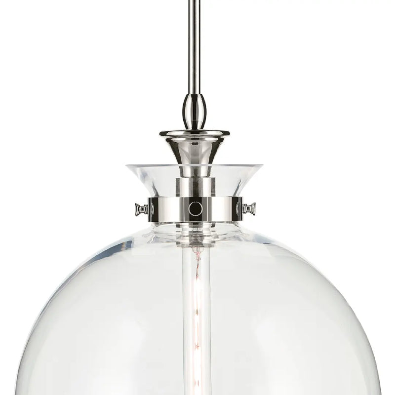 Kichler 52779 Laria 1-lt 15" Pendant - Polished Nickel Clear Round Glass