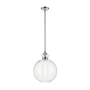 Kichler 52779 Laria 1-lt 15" Pendant - Polished Nickel Clear Round Glass