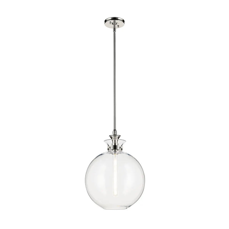 Kichler 52779 Laria 1-lt 15" Pendant - Polished Nickel Clear Round Glass